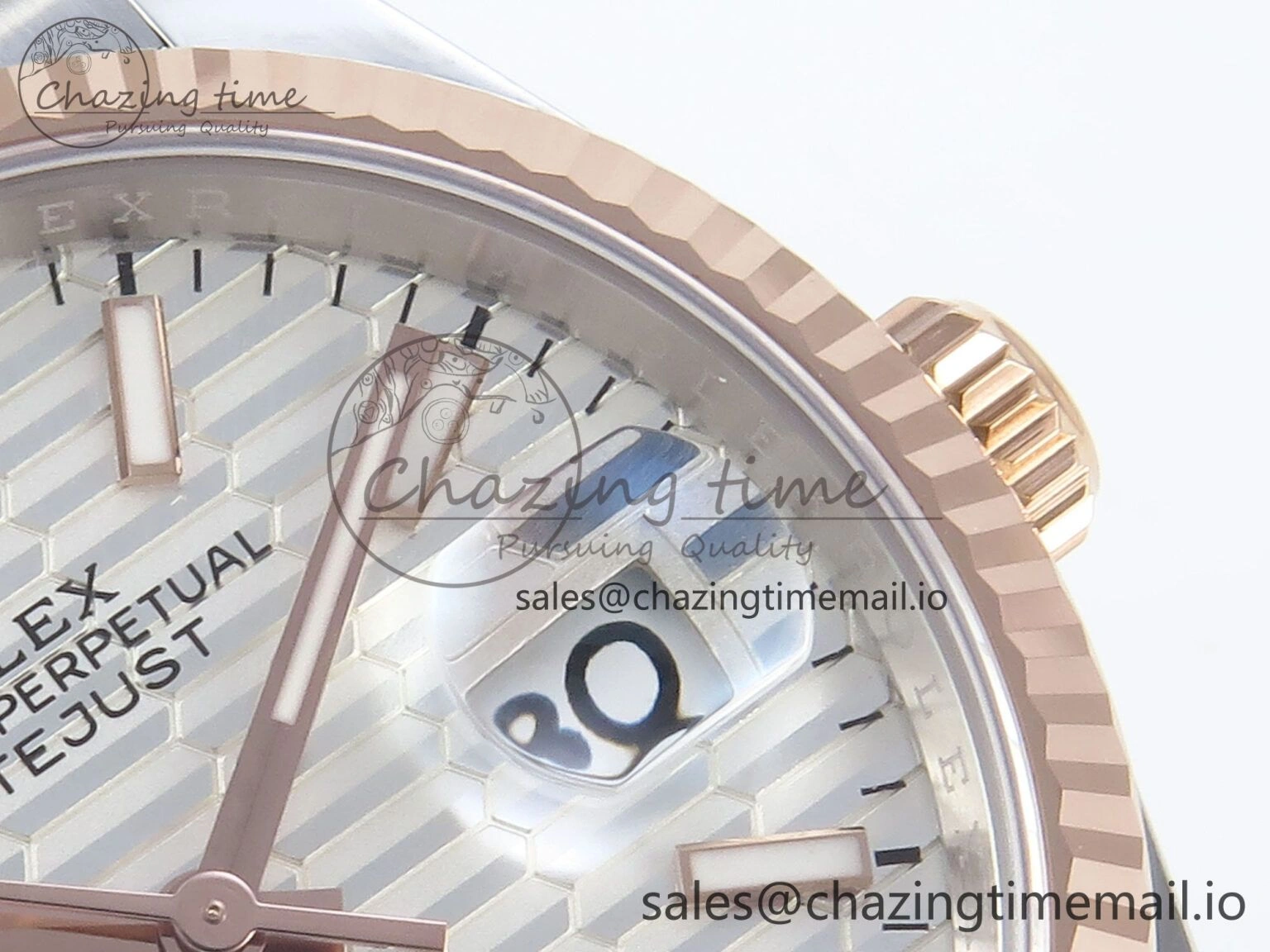 DateJust 36 126231 EWEF Best Edition Silver Textured Dial Stick Marker on SS RG Jubilee Bracelet A EyeCatching 587