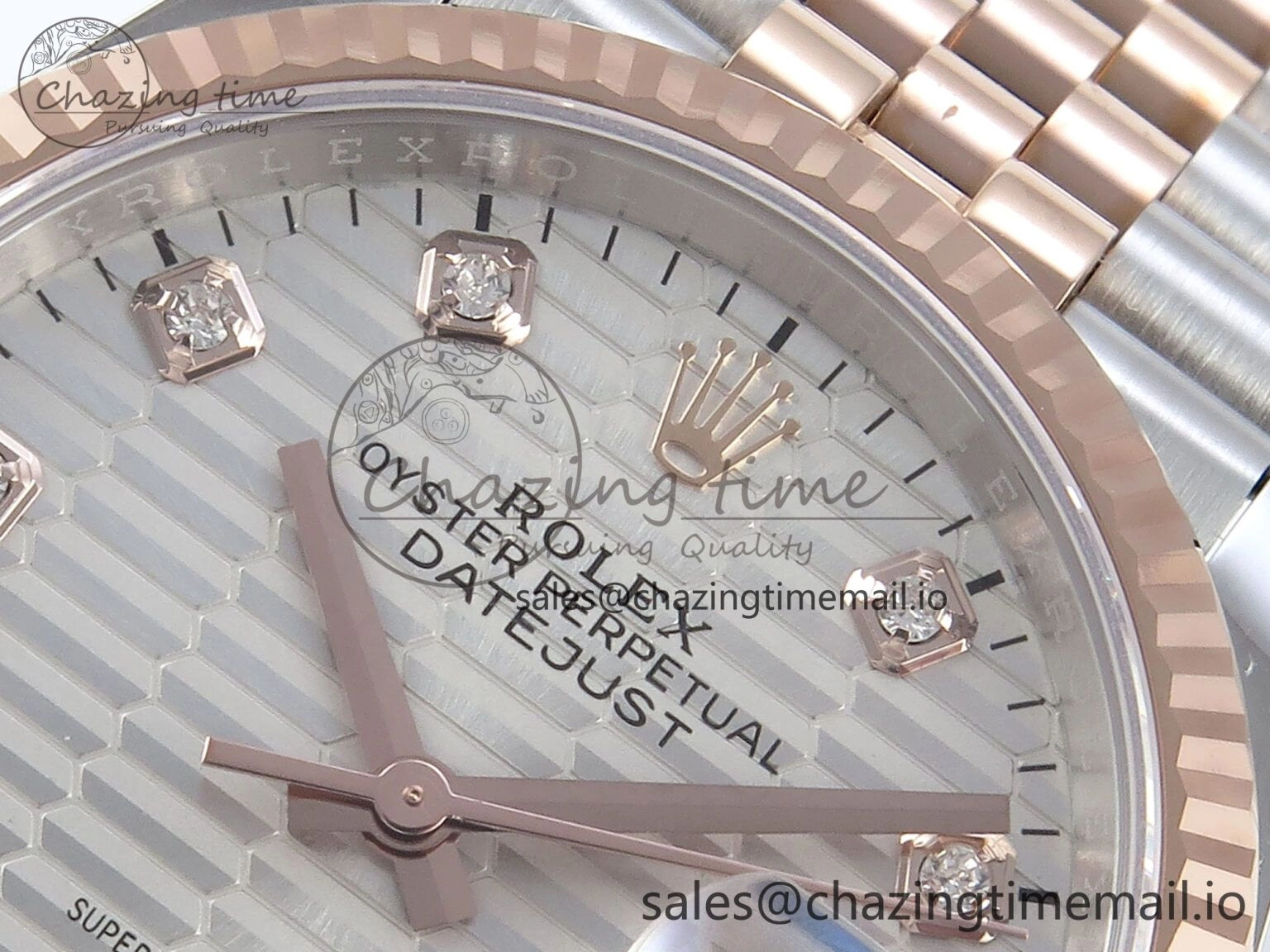 Cozy DateJust 36 126231 EWEF Best Edition Silver Textured Diamonds Dial on SS RG Jubilee Bracelet A 589