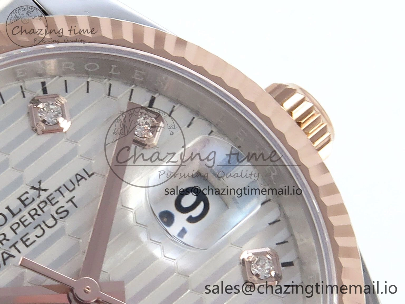 Cozy DateJust 36 126231 EWEF Best Edition Silver Textured Diamonds Dial on SS RG Jubilee Bracelet A 589