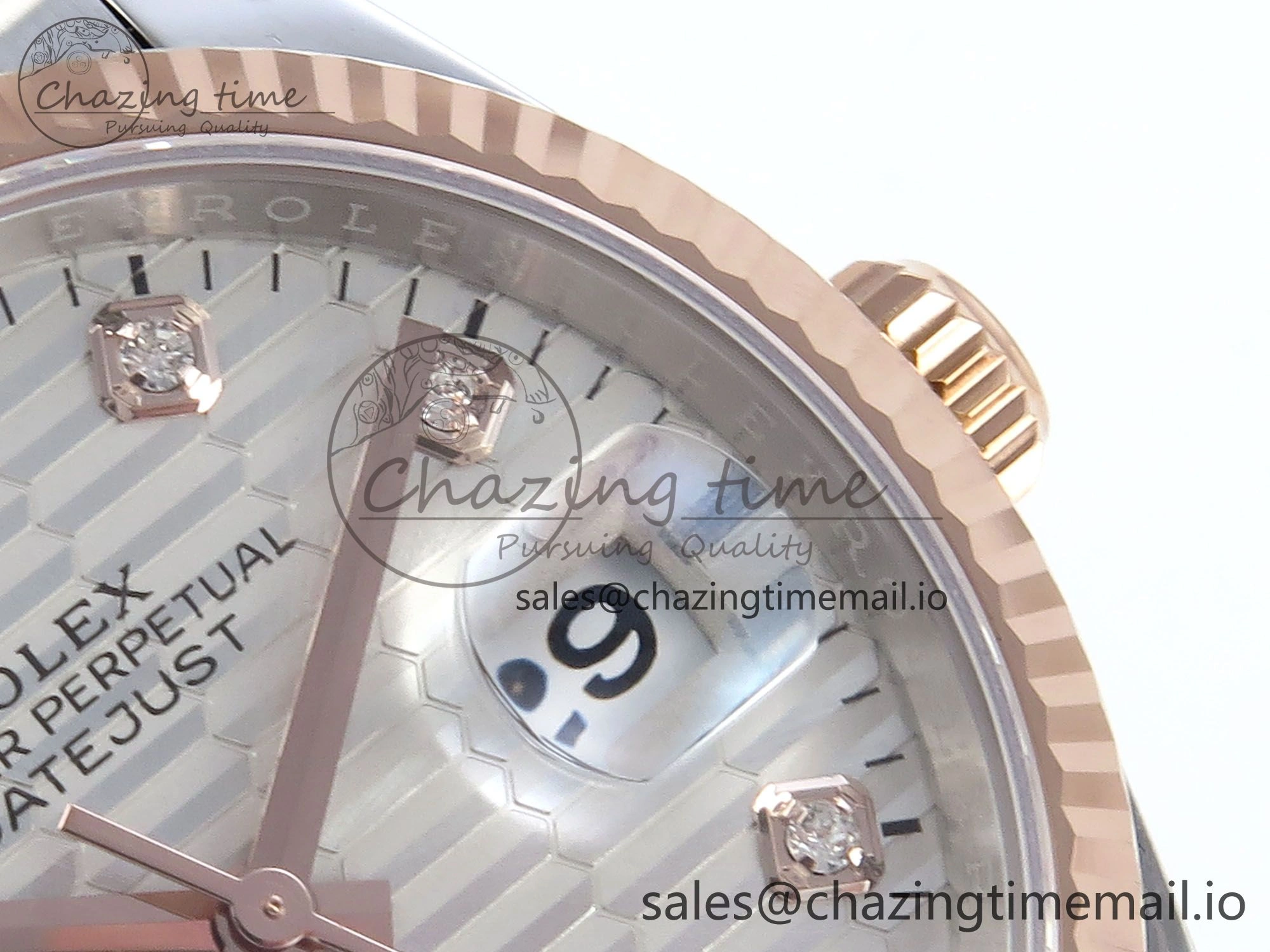 Cozy DateJust 36 126231 EWEF Best Edition Silver Textured Diamonds Dial on SS RG Jubilee Bracelet A 589