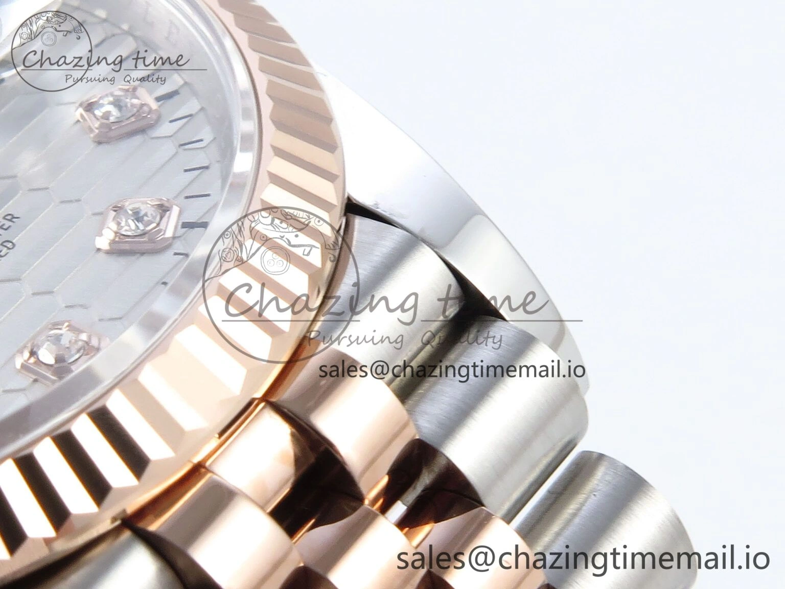 Cozy DateJust 36 126231 EWEF Best Edition Silver Textured Diamonds Dial on SS RG Jubilee Bracelet A 589