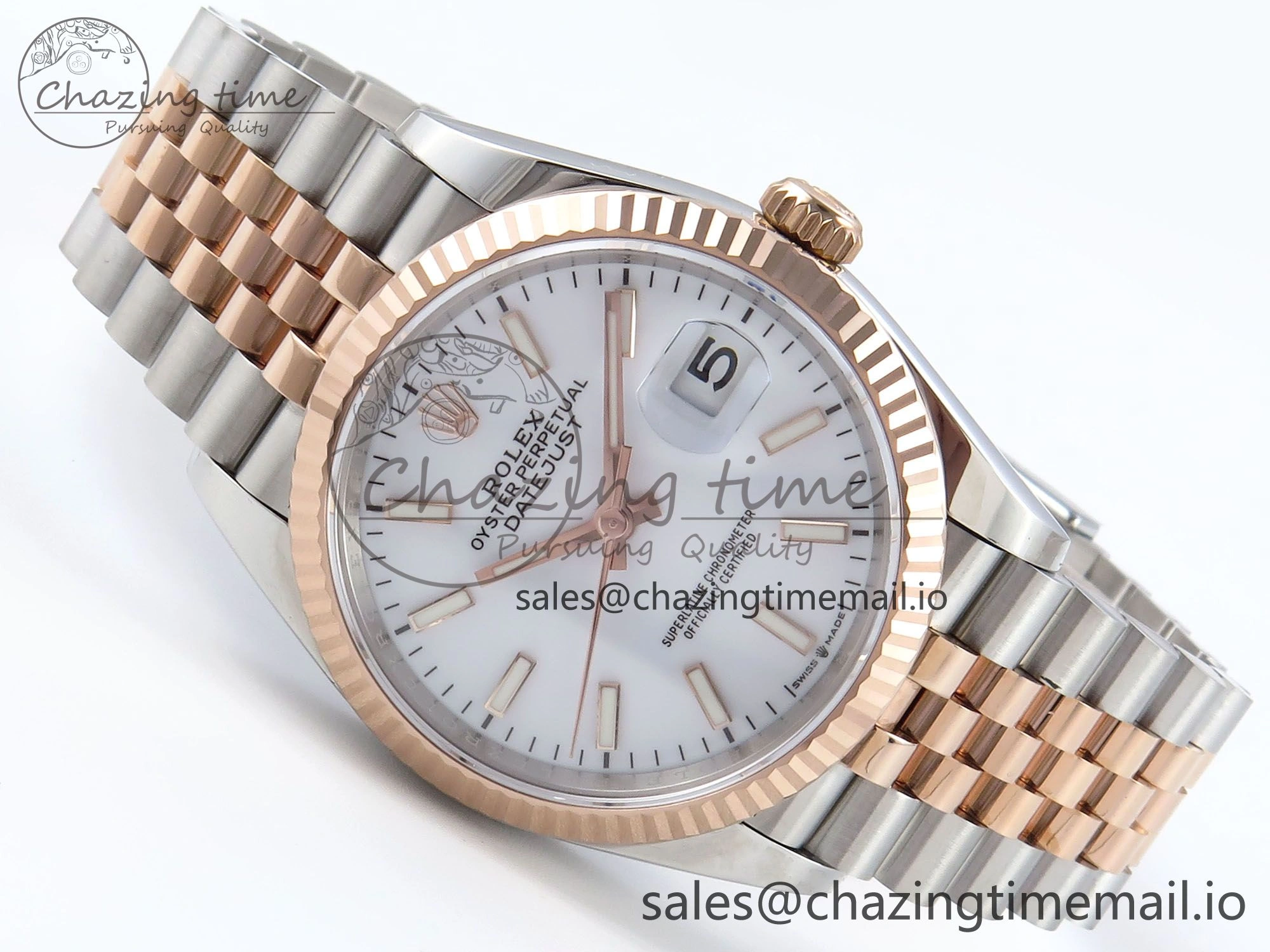 Affordable DateJust 36 126231 EWEF Best Edition White Dial Stick Marker on SS RG Jubilee Bracelet A 599
