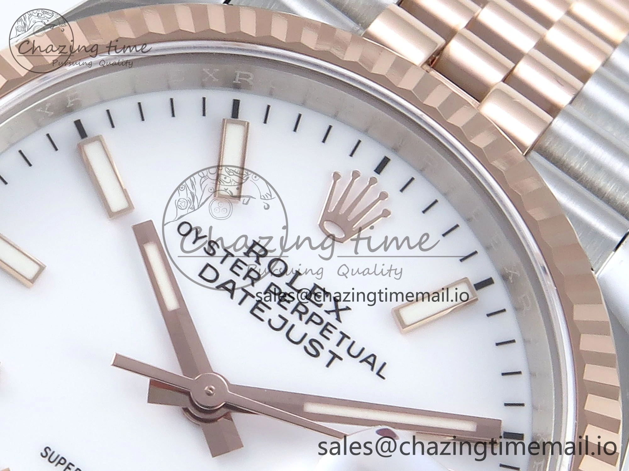 Affordable DateJust 36 126231 EWEF Best Edition White Dial Stick Marker on SS RG Jubilee Bracelet A 599