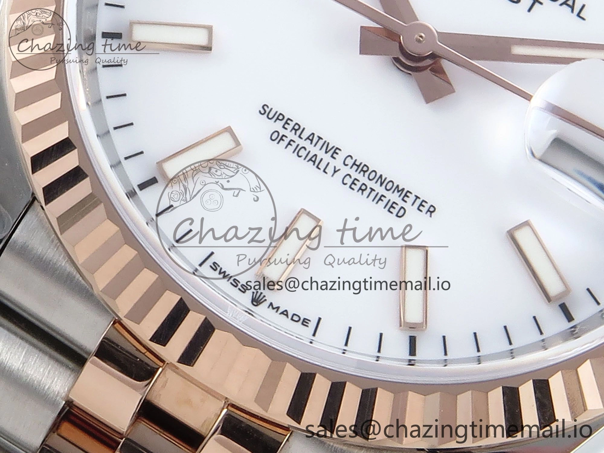 Affordable DateJust 36 126231 EWEF Best Edition White Dial Stick Marker on SS RG Jubilee Bracelet A 599