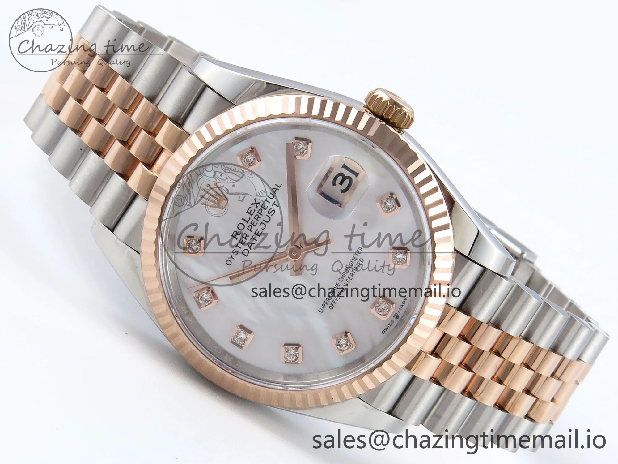 DateJust 36 126231 EWEF Best Edition White MOP Diamonds Dial on SS RG Jubilee Bracelet A FlexibleFit 594