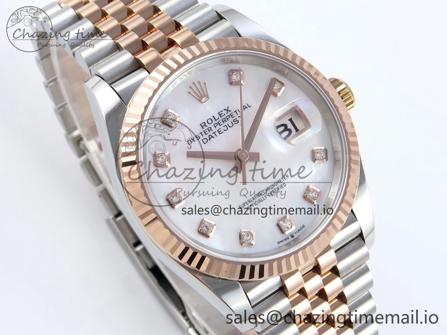 DateJust 36 126231 EWEF Best Edition White MOP Diamonds Dial on SS RG Jubilee Bracelet A FlexibleFit 594