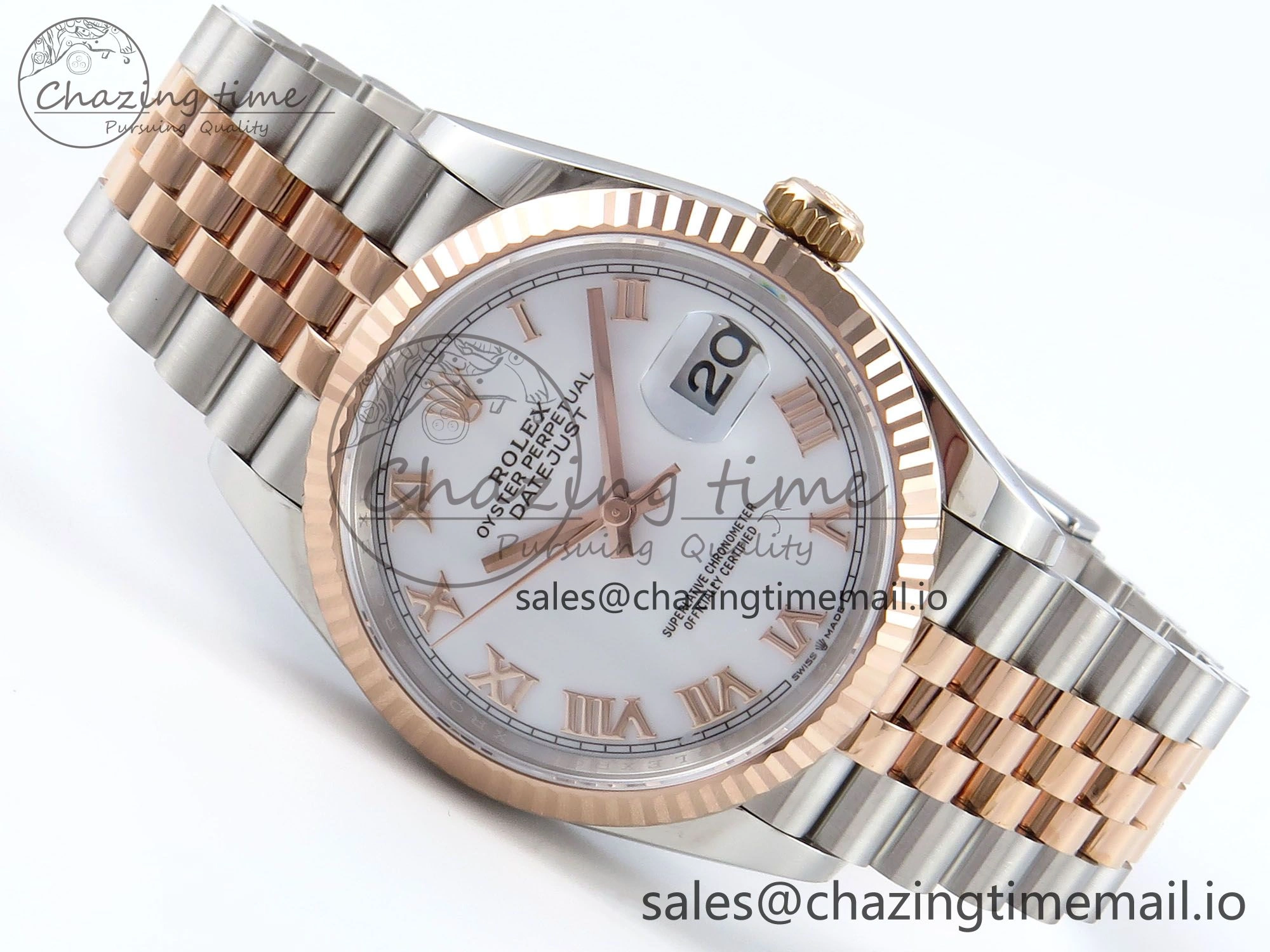 FastDry DateJust 36 126231 EWEF Best Edition White Roman Dial on SS RG Jubilee Bracelet A 591