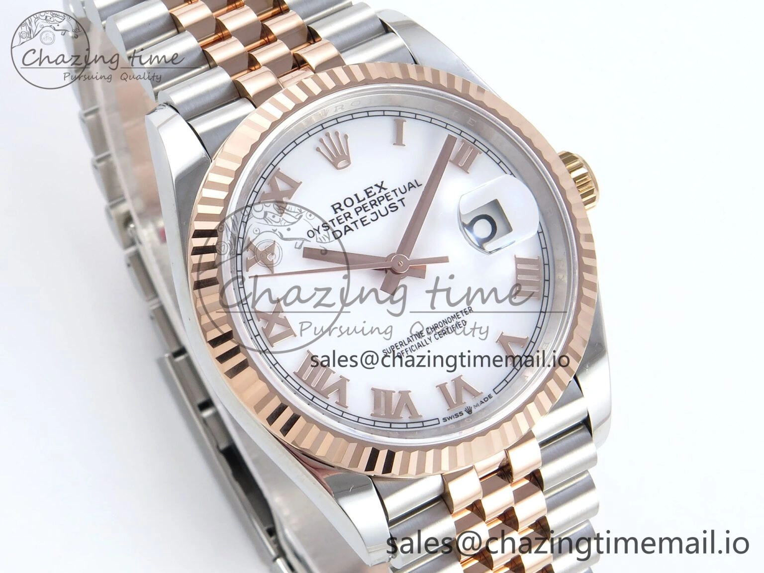 FastDry DateJust 36 126231 EWEF Best Edition White Roman Dial on SS RG Jubilee Bracelet A 591