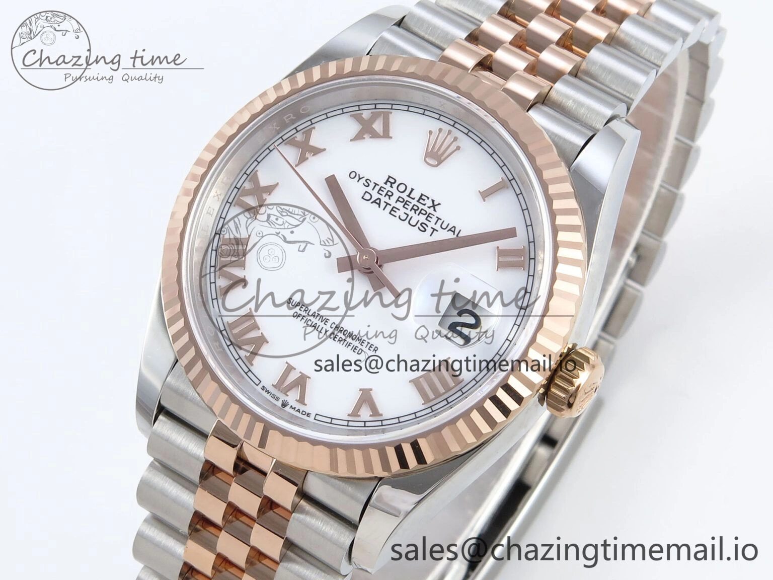 FastDry DateJust 36 126231 EWEF Best Edition White Roman Dial on SS RG Jubilee Bracelet A 591