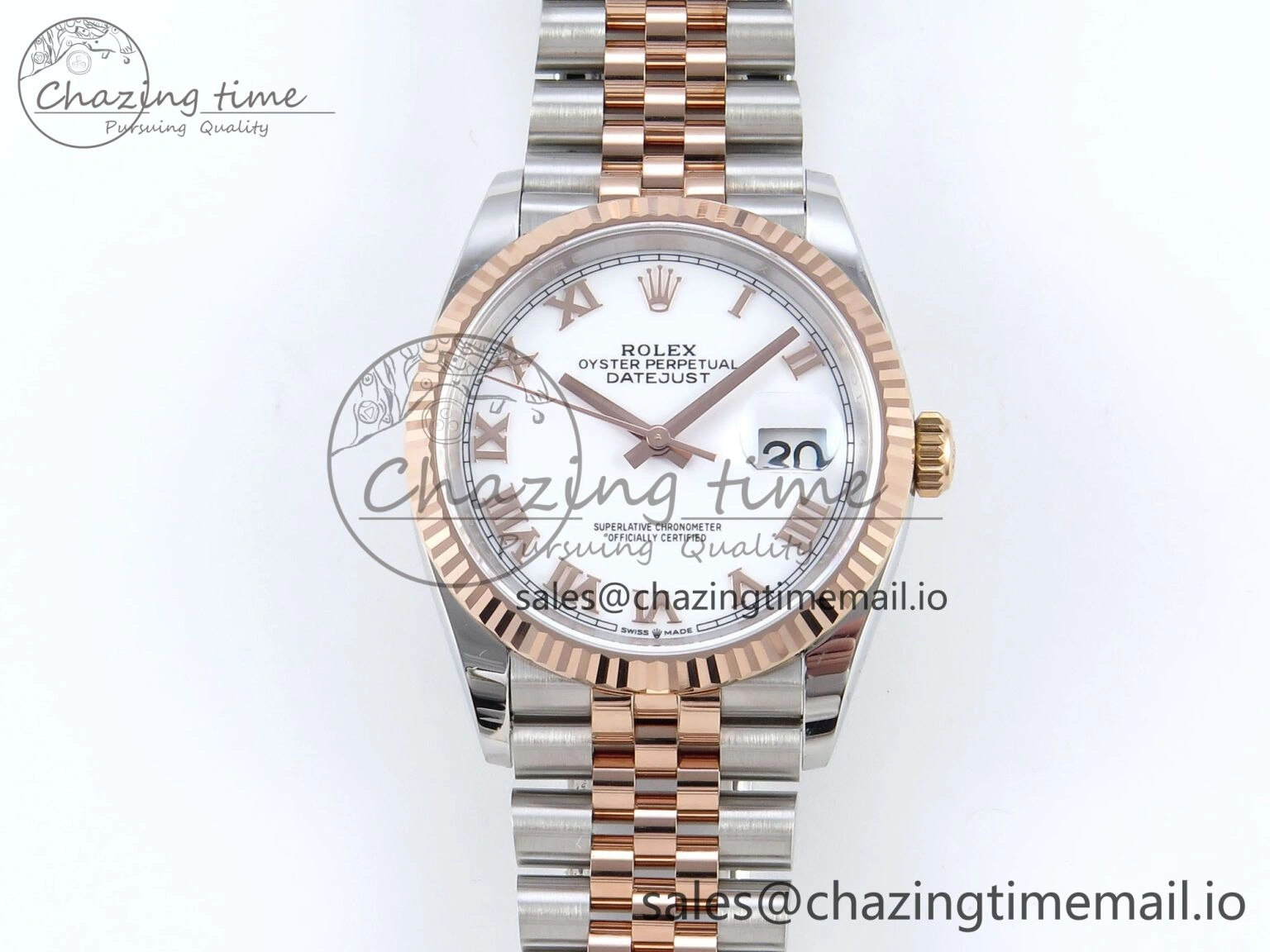 FastDry DateJust 36 126231 EWEF Best Edition White Roman Dial on SS RG Jubilee Bracelet A 591