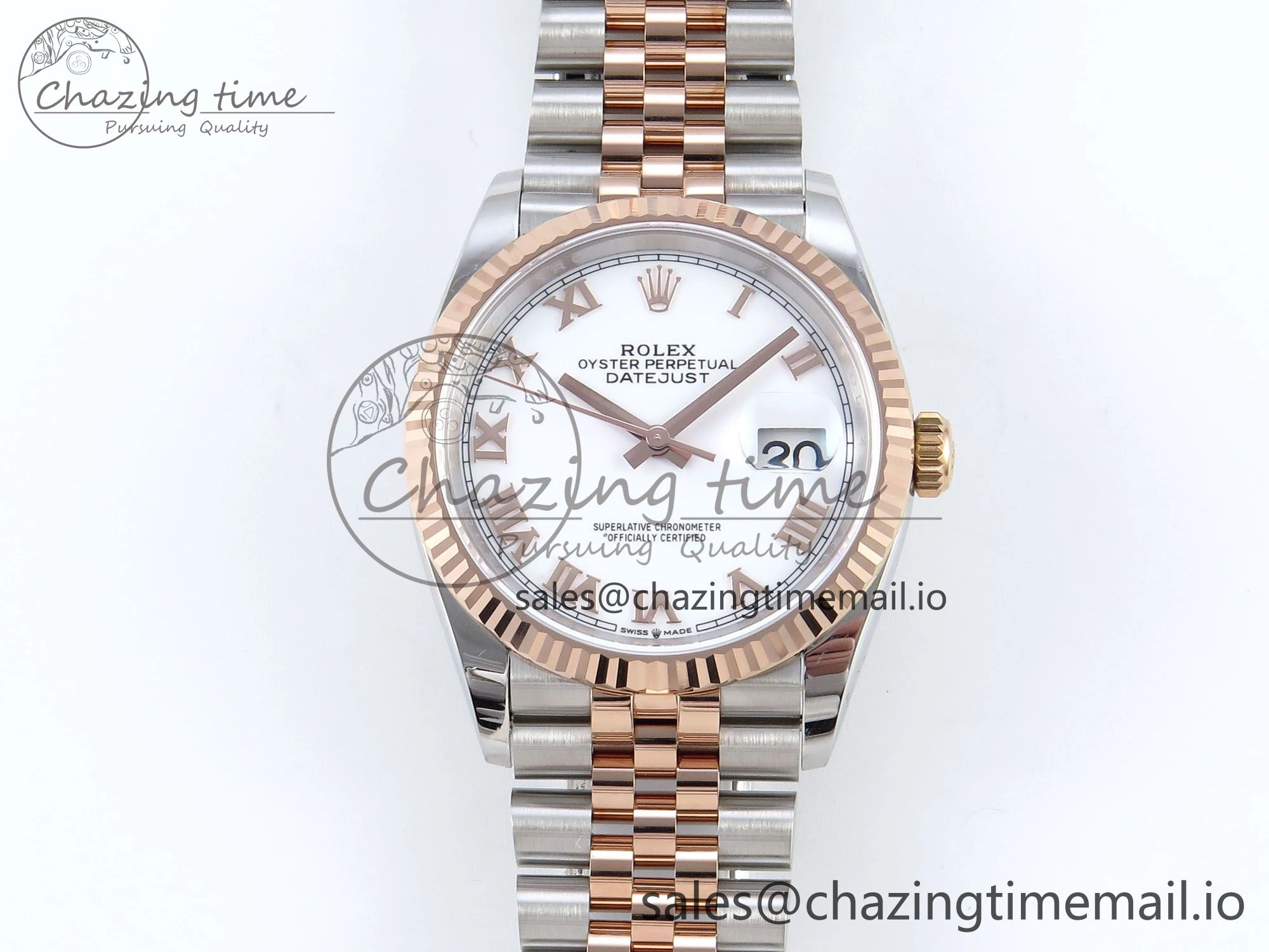 FastDry DateJust 36 126231 EWEF Best Edition White Roman Dial on SS RG Jubilee Bracelet A 591