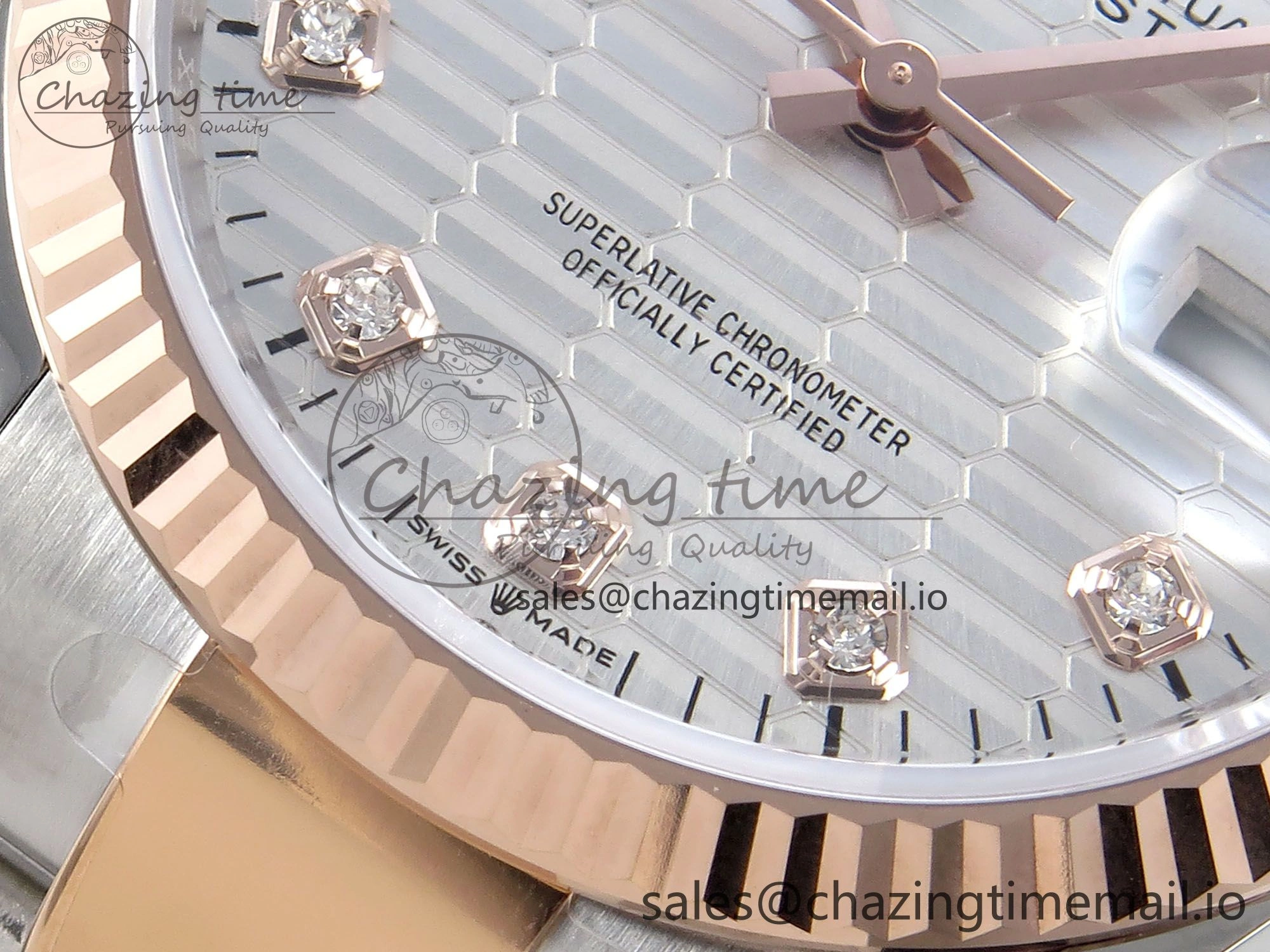 WellDesigned DateJust 36 126231 EWEF Best Edition White Textured Diamonds Dial on SS RG Oyster Bracelet A 664
