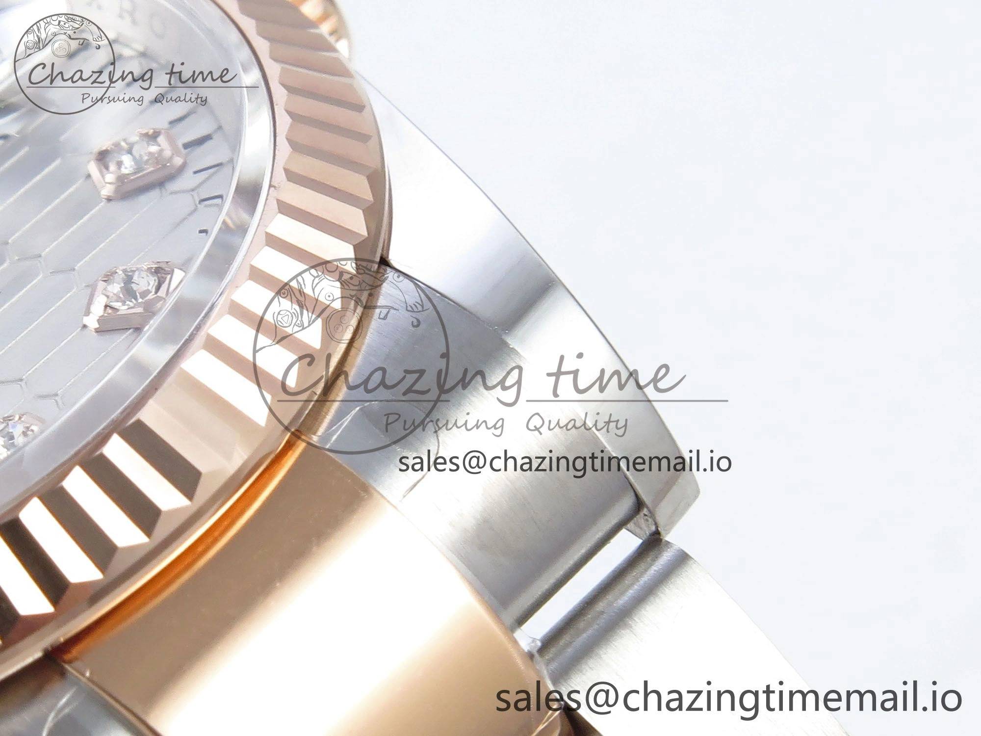 WellDesigned DateJust 36 126231 EWEF Best Edition White Textured Diamonds Dial on SS RG Oyster Bracelet A 664