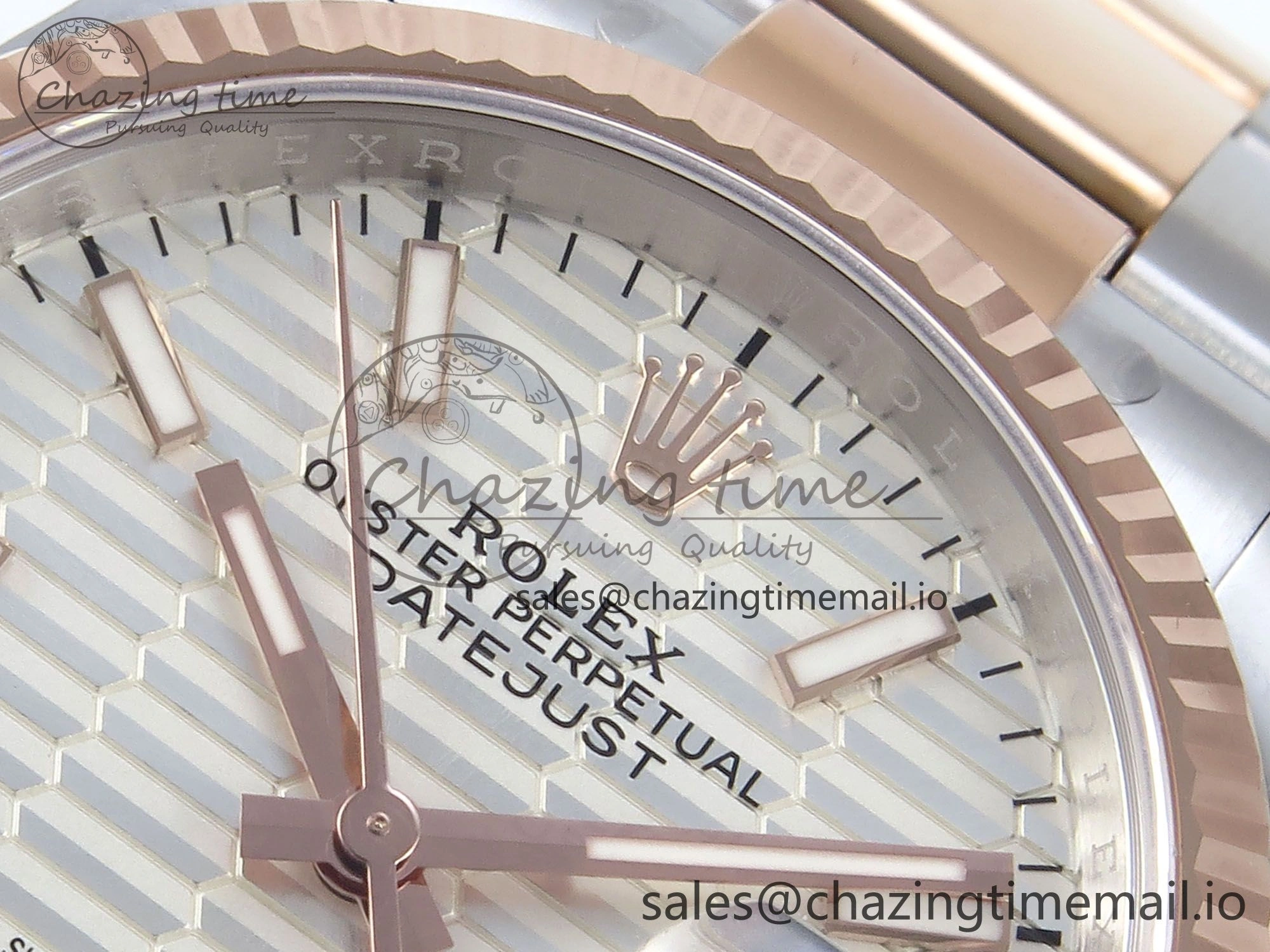 Sporty DateJust 36 126231 EWEF Best Edition White Textured Stick on SS RG Oyster Bracelet A 658