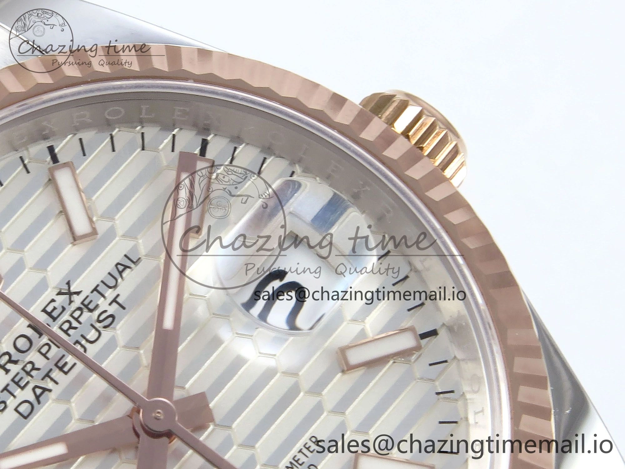 Sporty DateJust 36 126231 EWEF Best Edition White Textured Stick on SS RG Oyster Bracelet A 658