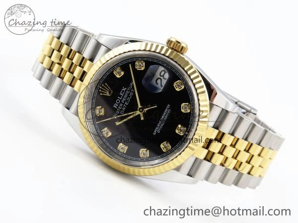 Breathable DateJust 36 126233 APF 1:1 Best Edition 904L Steel Black Diamonds Dial on SS YG Jubilee Bracelet VR 1597
