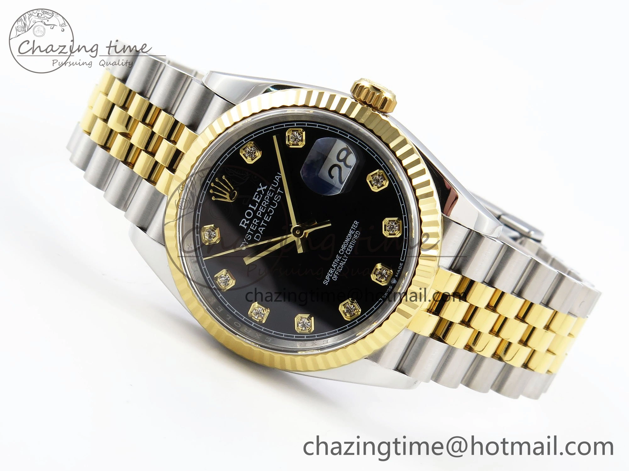 Breathable DateJust 36 126233 APF 1:1 Best Edition 904L Steel Black Diamonds Dial on SS YG Jubilee Bracelet VR 1597