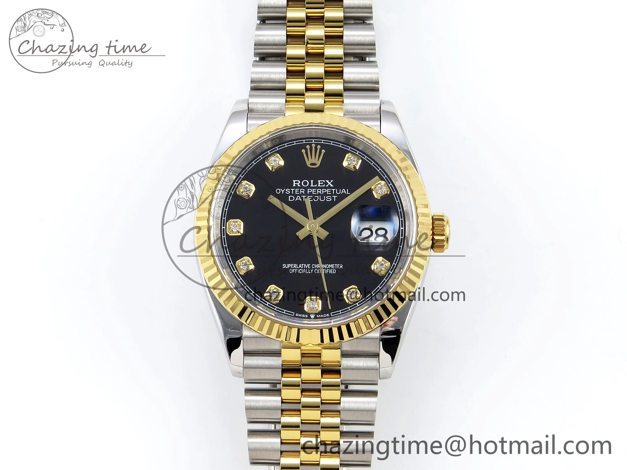 Breathable DateJust 36 126233 APF 1:1 Best Edition 904L Steel Black Diamonds Dial on SS YG Jubilee Bracelet VR 1597