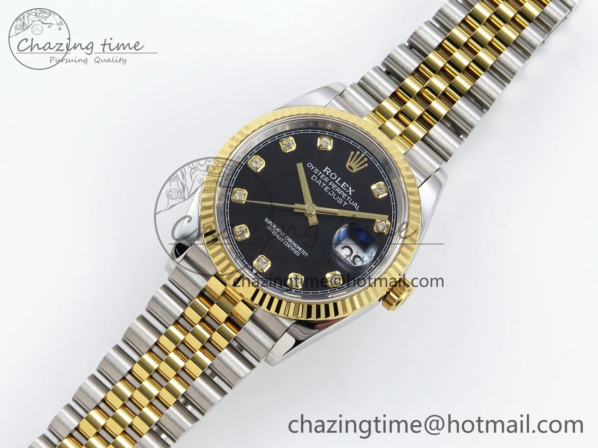 Breathable DateJust 36 126233 APF 1:1 Best Edition 904L Steel Black Diamonds Dial on SS YG Jubilee Bracelet VR 1597