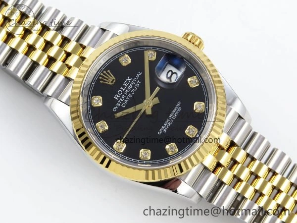 Breathable DateJust 36 126233 APF 1:1 Best Edition 904L Steel Black Diamonds Dial on SS YG Jubilee Bracelet VR 1597