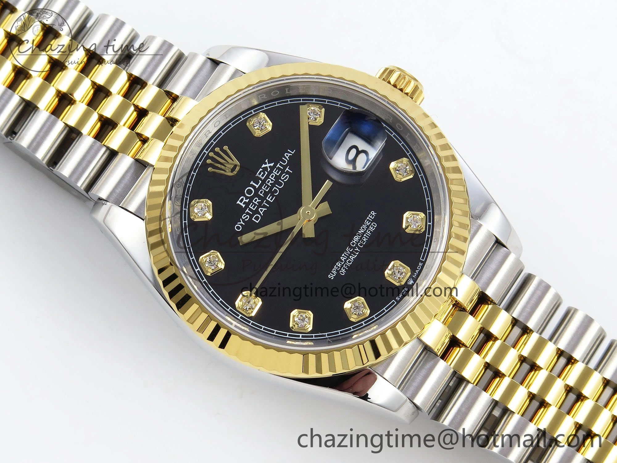 Breathable DateJust 36 126233 APF 1:1 Best Edition 904L Steel Black Diamonds Dial on SS YG Jubilee Bracelet VR 1597