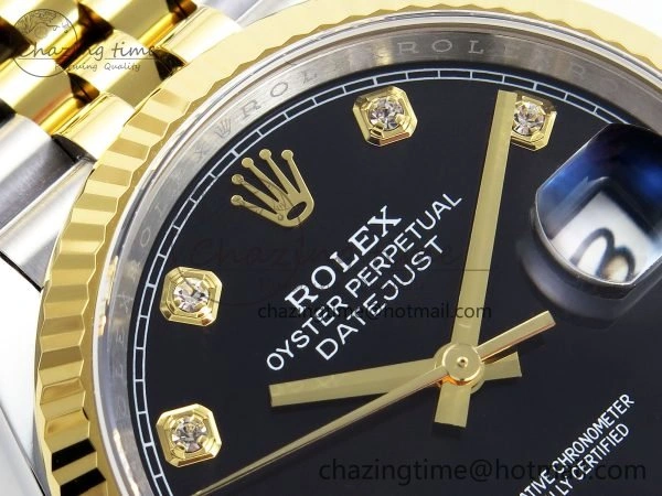 Breathable DateJust 36 126233 APF 1:1 Best Edition 904L Steel Black Diamonds Dial on SS YG Jubilee Bracelet VR 1597