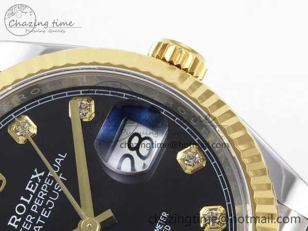 Breathable DateJust 36 126233 APF 1:1 Best Edition 904L Steel Black Diamonds Dial on SS YG Jubilee Bracelet VR 1597