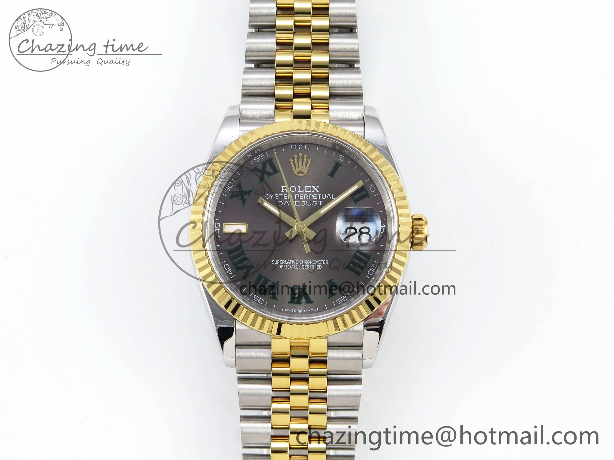 DateJust 36 126233 APF 1:1 Best Edition 904L Steel Gray Dial Green Roman on SS YG Jubilee Bracelet VR Casual 1594