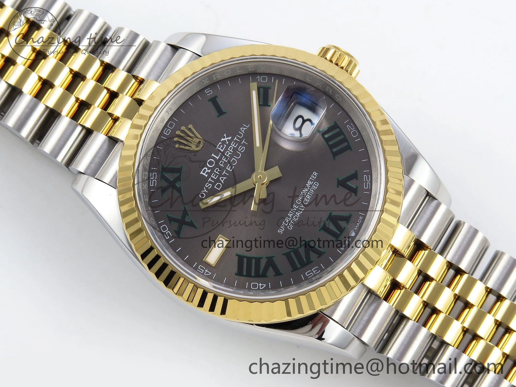 DateJust 36 126233 APF 1:1 Best Edition 904L Steel Gray Dial Green Roman on SS YG Jubilee Bracelet VR Casual 1594