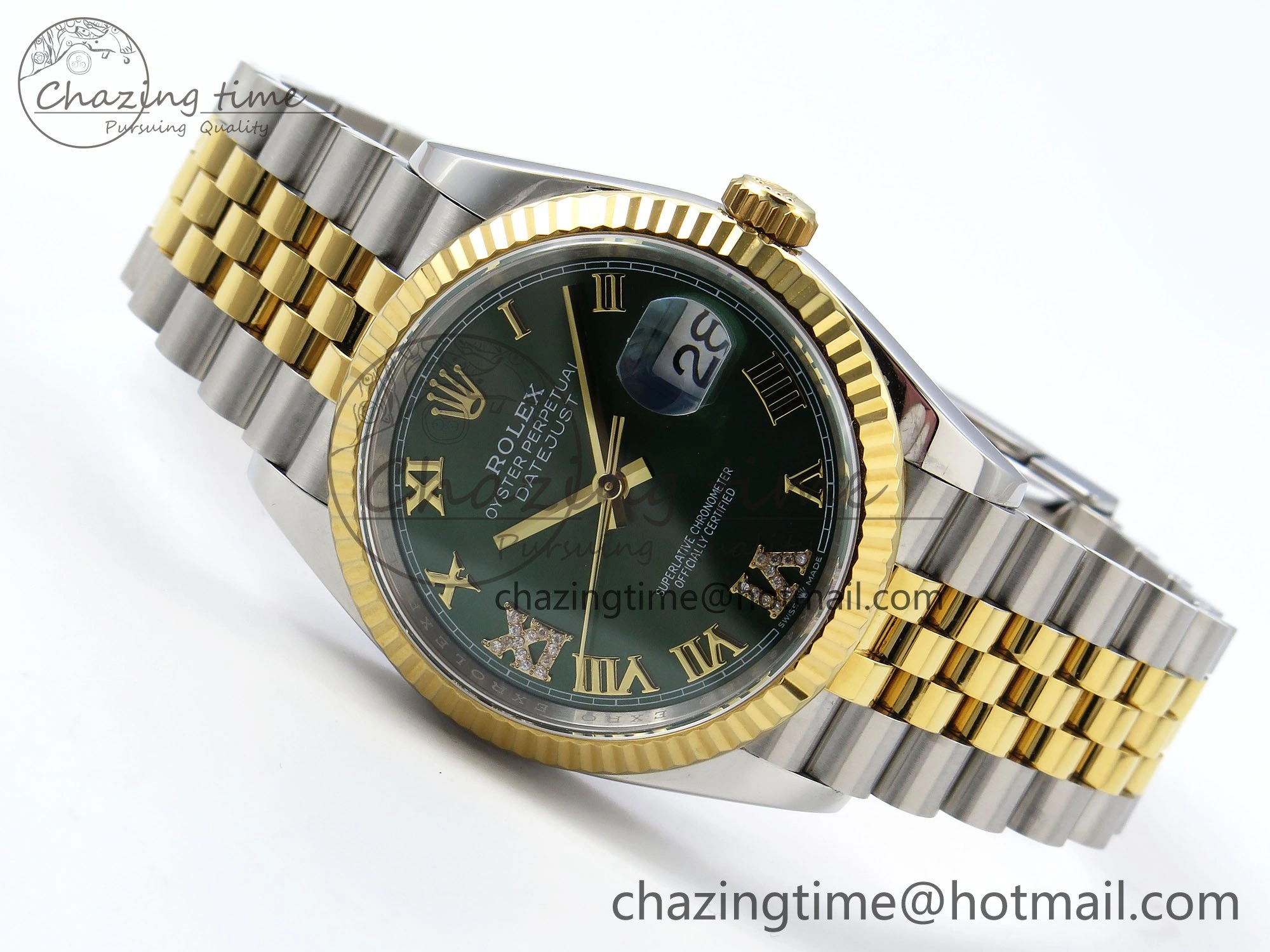 SmoothTexture DateJust 36 126233 APF 1:1 Best Edition 904L Steel Green Diamond Roman Dial on Jubilee Bracelet VR 1541
