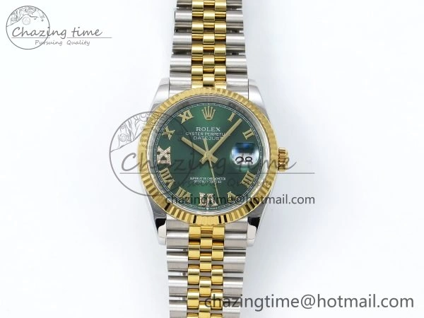 SmoothTexture DateJust 36 126233 APF 1:1 Best Edition 904L Steel Green Diamond Roman Dial on Jubilee Bracelet VR 1541