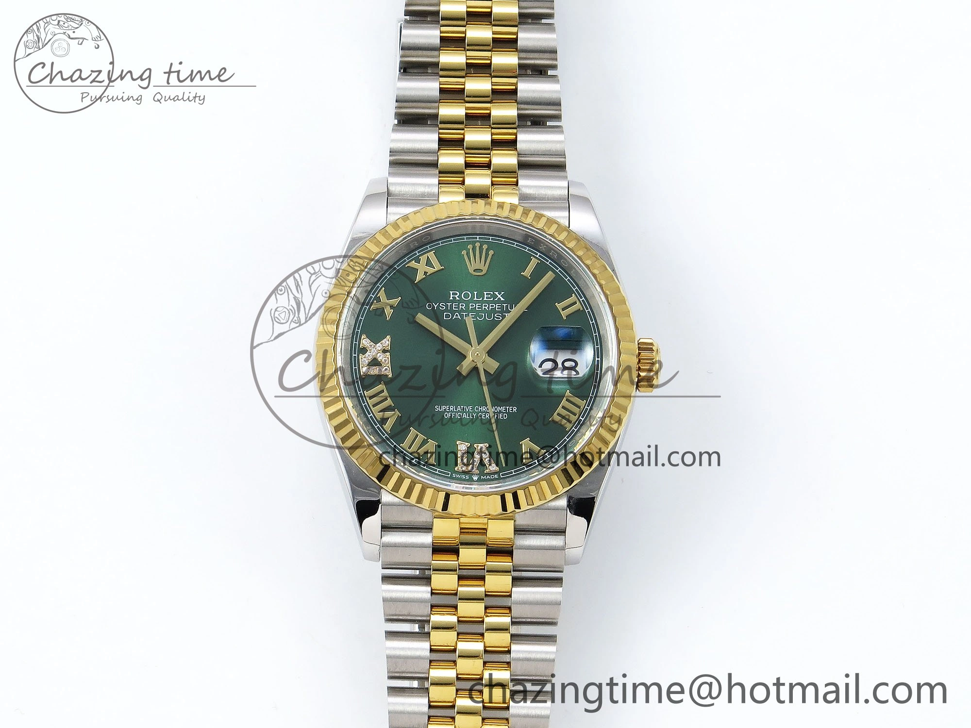 SmoothTexture DateJust 36 126233 APF 1:1 Best Edition 904L Steel Green Diamond Roman Dial on Jubilee Bracelet VR 1541