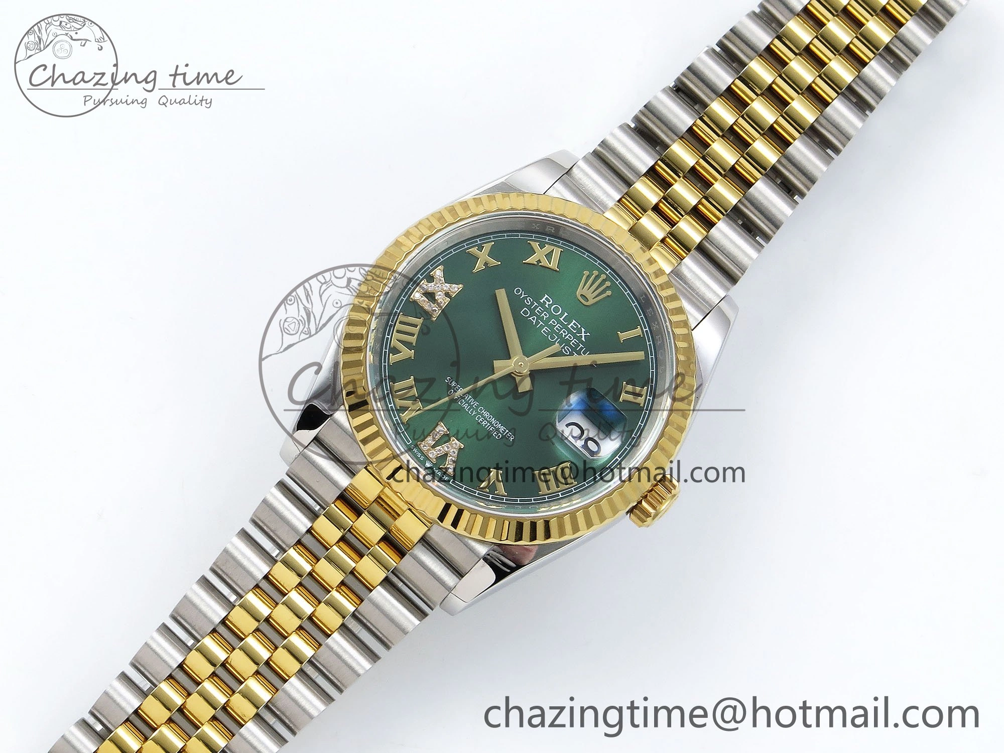 SmoothTexture DateJust 36 126233 APF 1:1 Best Edition 904L Steel Green Diamond Roman Dial on Jubilee Bracelet VR 1541