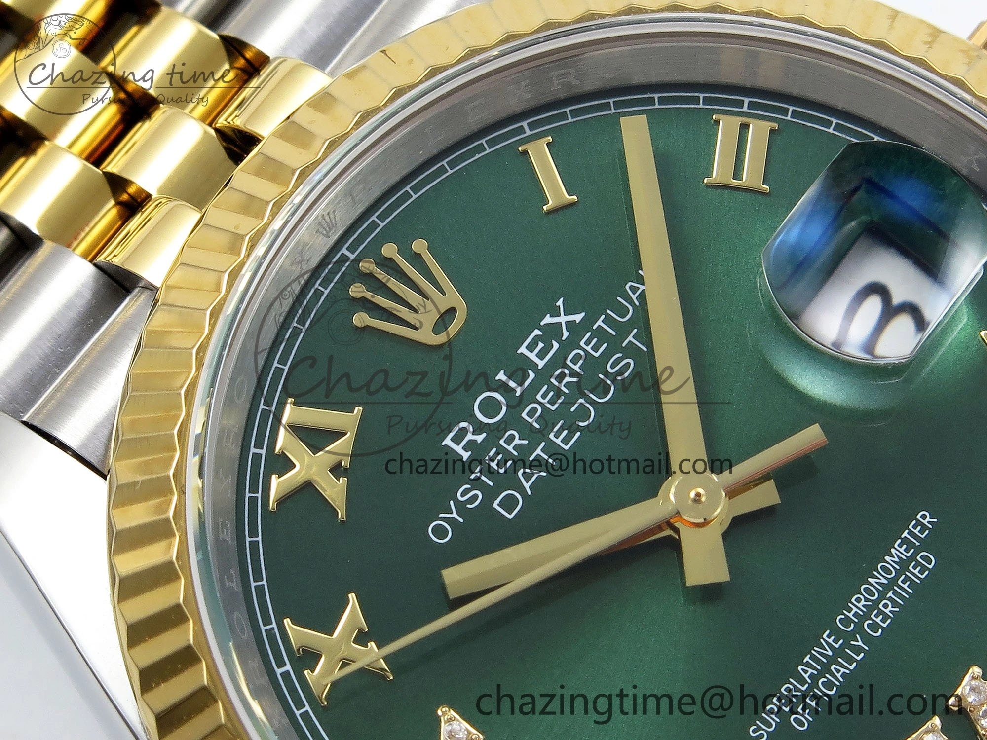 SmoothTexture DateJust 36 126233 APF 1:1 Best Edition 904L Steel Green Diamond Roman Dial on Jubilee Bracelet VR 1541