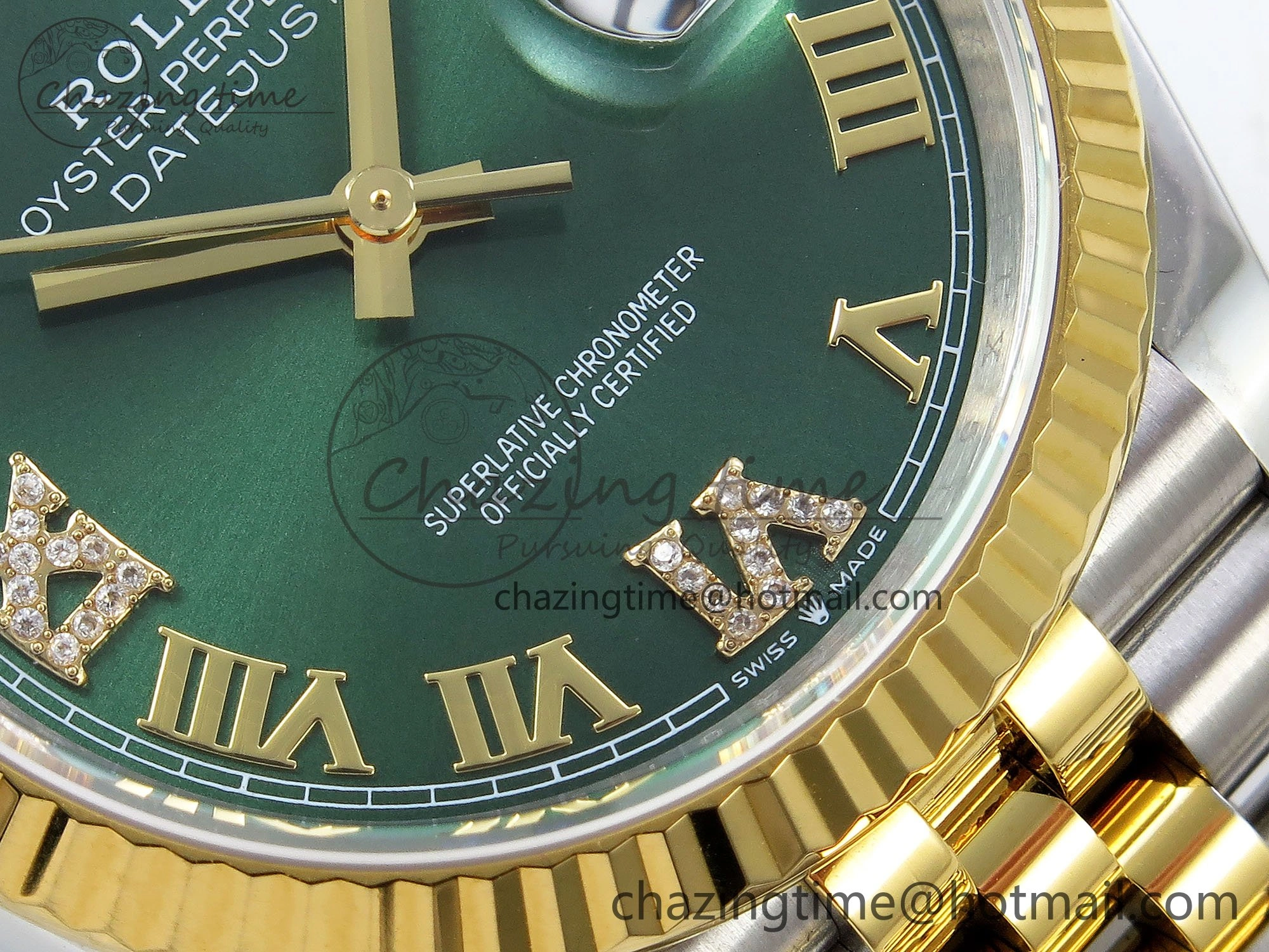 SmoothTexture DateJust 36 126233 APF 1:1 Best Edition 904L Steel Green Diamond Roman Dial on Jubilee Bracelet VR 1541