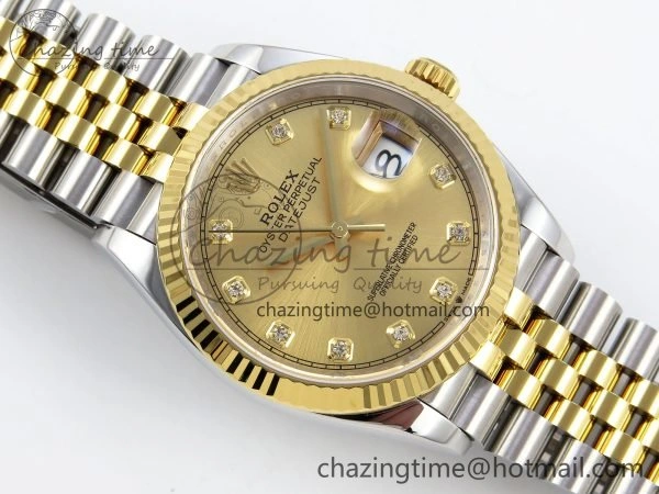 DateJust 36 126233 APF 1:1 Best Edition 904L Steel YG Diamonds Dial on SS YG Jubilee Bracelet VR SoftTouch 1592
