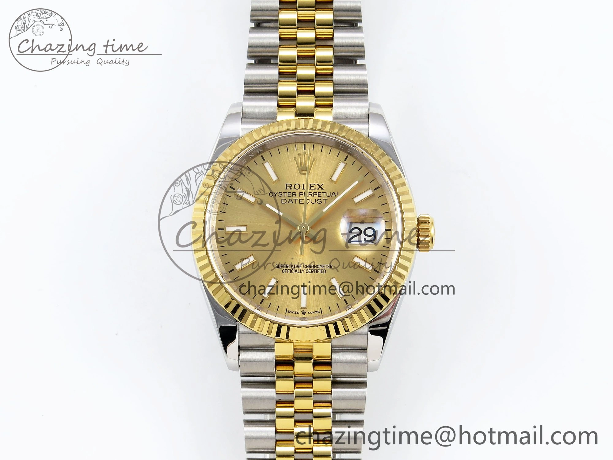 Functional DateJust 36 126233 APF 1:1 Best Edition 904L Steel YG Sitck Dial on SS YG Jubilee Bracelet VR 1599