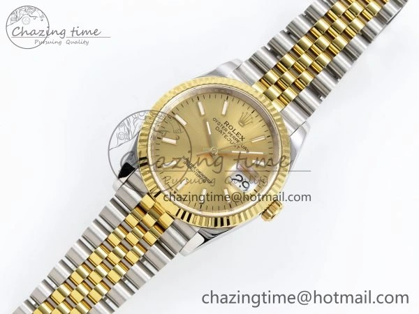 Functional DateJust 36 126233 APF 1:1 Best Edition 904L Steel YG Sitck Dial on SS YG Jubilee Bracelet VR 1599