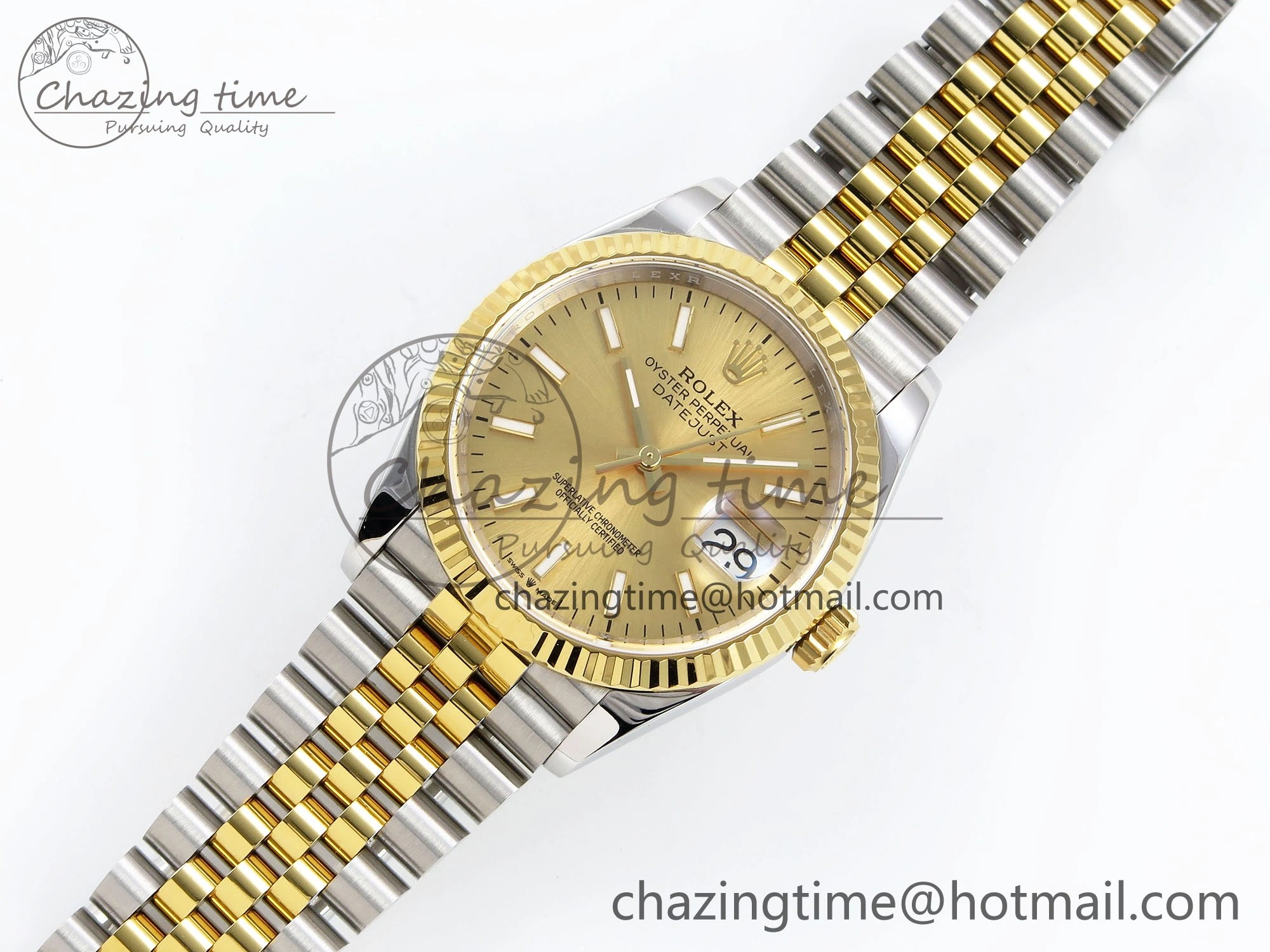 Functional DateJust 36 126233 APF 1:1 Best Edition 904L Steel YG Sitck Dial on SS YG Jubilee Bracelet VR 1599