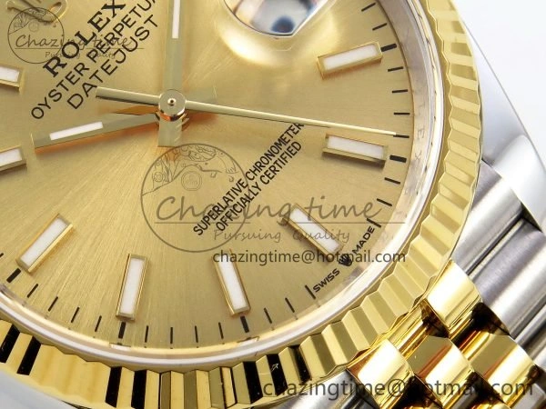 Functional DateJust 36 126233 APF 1:1 Best Edition 904L Steel YG Sitck Dial on SS YG Jubilee Bracelet VR 1599