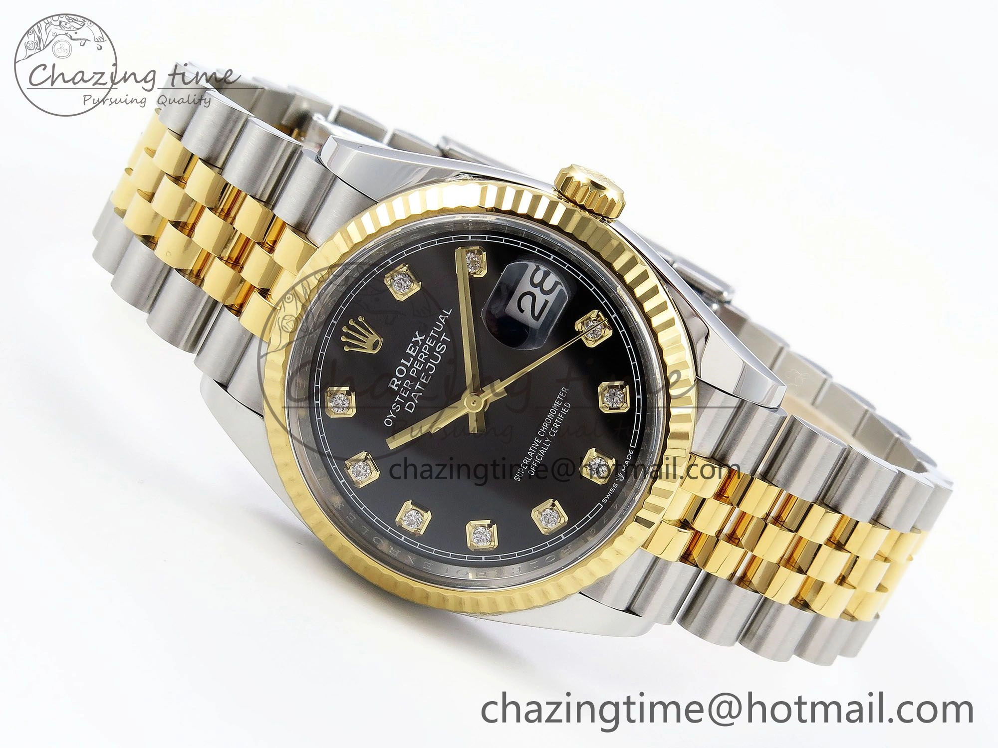 Youthful DateJust 36 126233 Clean 1:1 Best Edition 904L Steel Black Diamonds Dial on SS YG Jubilee Bracelet VR 1496
