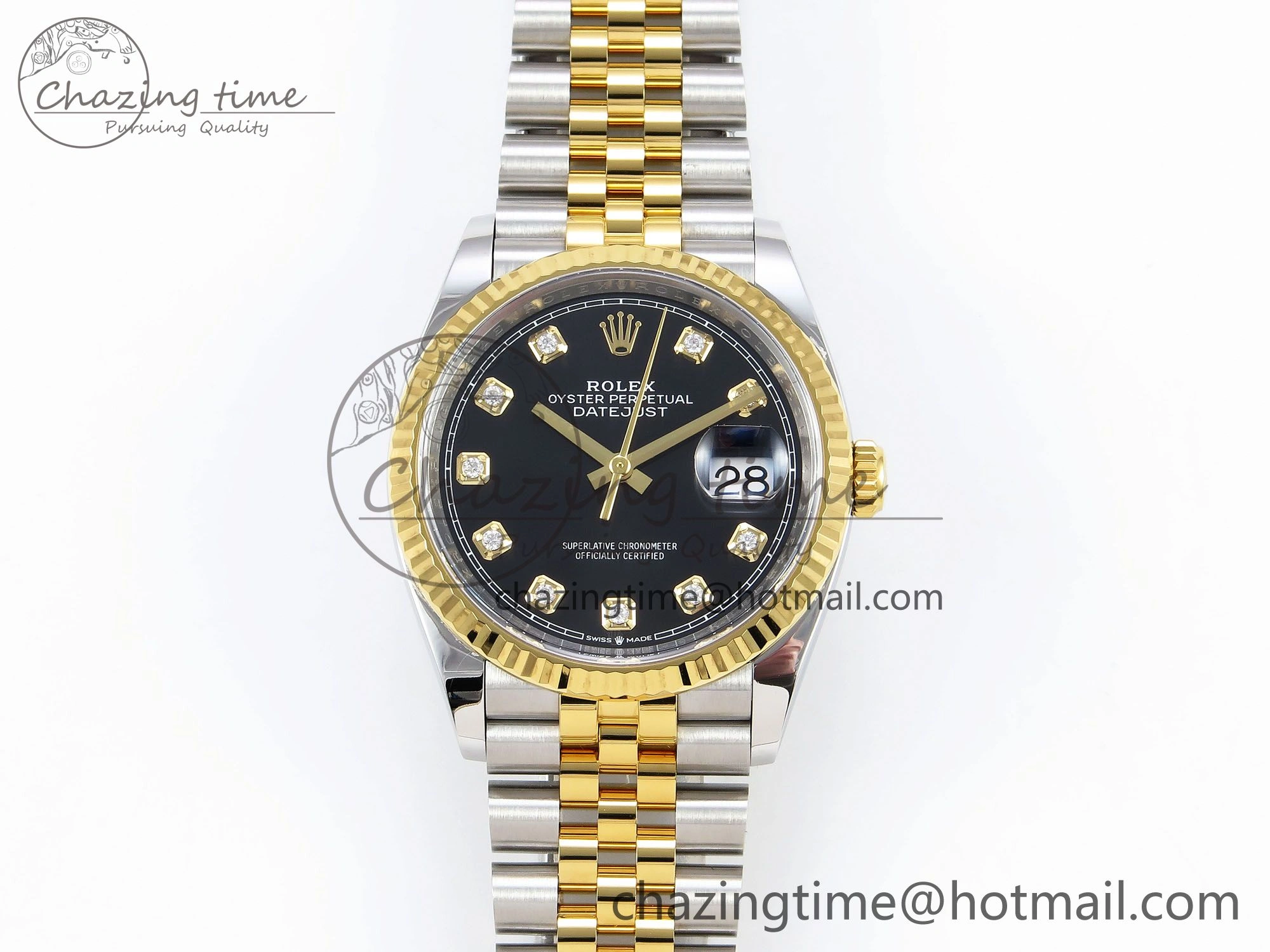 Youthful DateJust 36 126233 Clean 1:1 Best Edition 904L Steel Black Diamonds Dial on SS YG Jubilee Bracelet VR 1496