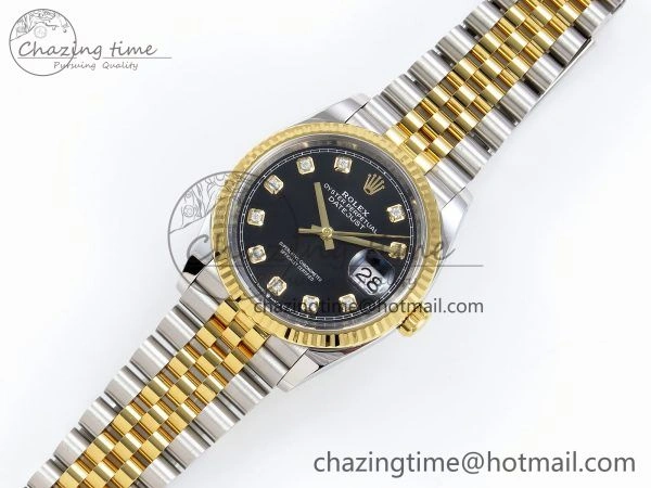 Youthful DateJust 36 126233 Clean 1:1 Best Edition 904L Steel Black Diamonds Dial on SS YG Jubilee Bracelet VR 1496