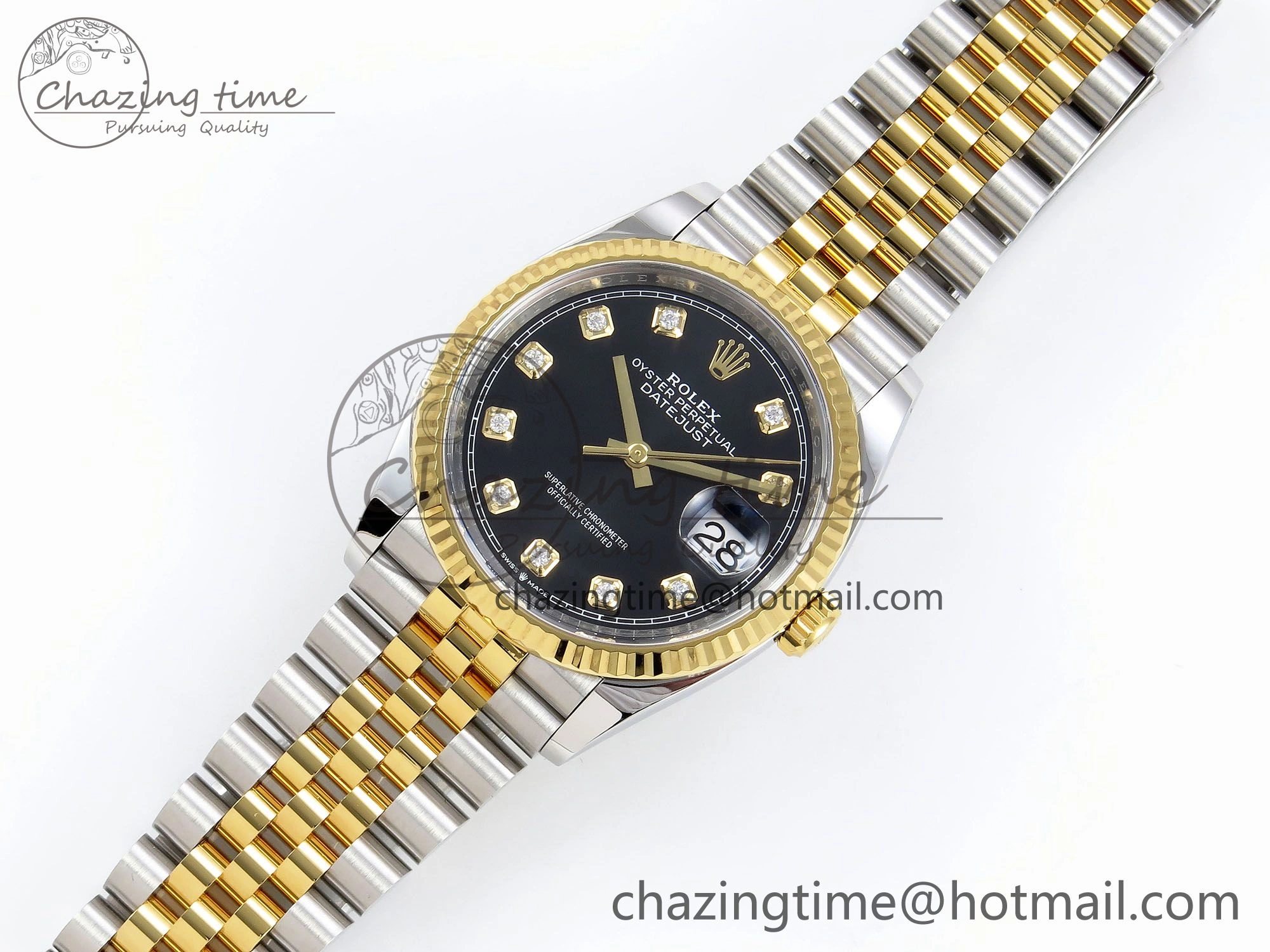 Youthful DateJust 36 126233 Clean 1:1 Best Edition 904L Steel Black Diamonds Dial on SS YG Jubilee Bracelet VR 1496
