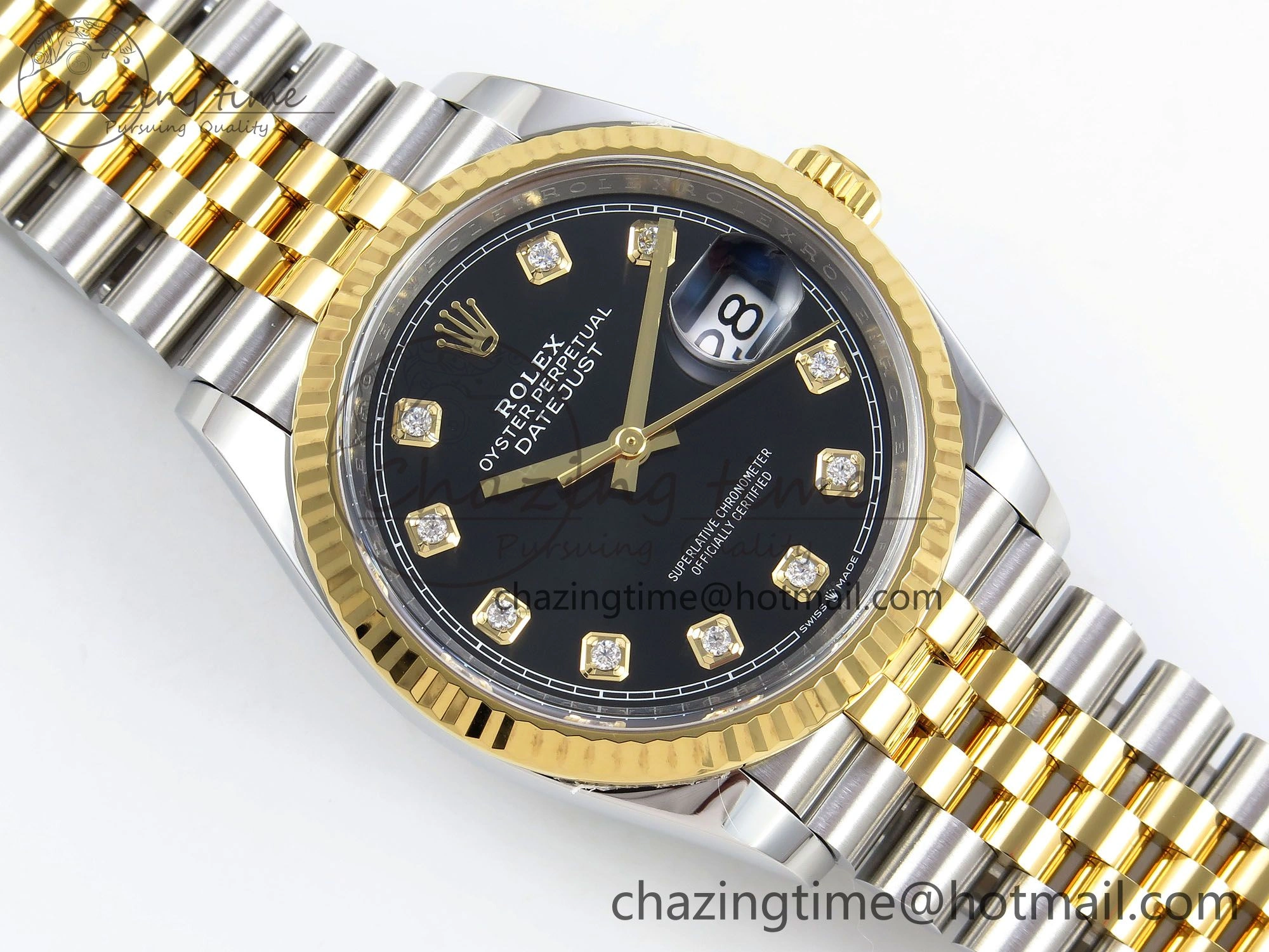 Youthful DateJust 36 126233 Clean 1:1 Best Edition 904L Steel Black Diamonds Dial on SS YG Jubilee Bracelet VR 1496