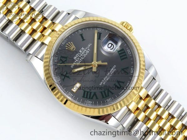 Upgraded DateJust 36 126233 Clean 1:1 Best Edition 904L Steel Gray Dial Green Roman Marker on SS YG Jubilee Bracelet VR 1495