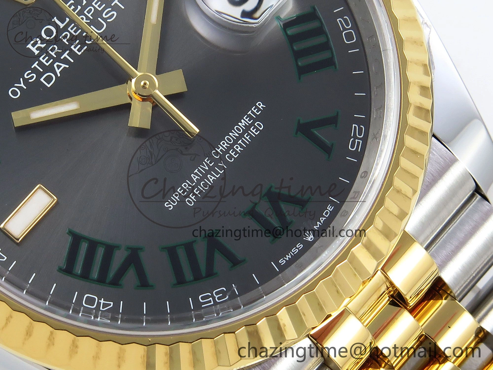 Upgraded DateJust 36 126233 Clean 1:1 Best Edition 904L Steel Gray Dial Green Roman Marker on SS YG Jubilee Bracelet VR 1495