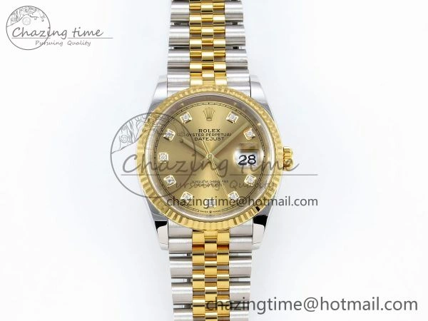 DateJust 36 126233 Clean 1:1 Best Edition 904L Steel YG Diamonds Dial on SS YG Jubilee Bracelet VR Comfortable 1493