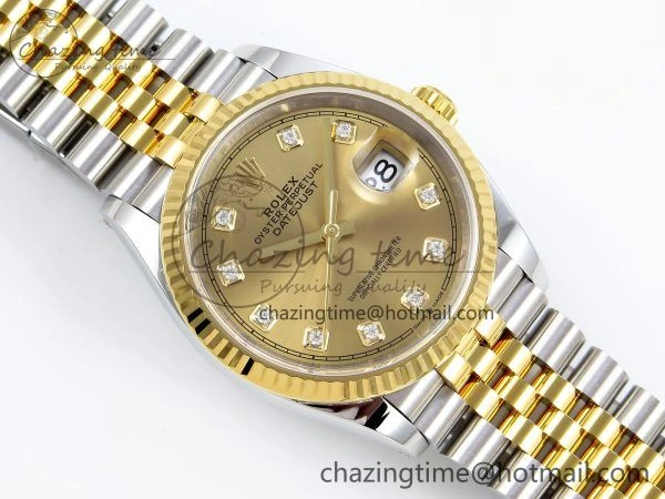 DateJust 36 126233 Clean 1:1 Best Edition 904L Steel YG Diamonds Dial on SS YG Jubilee Bracelet VR Comfortable 1493