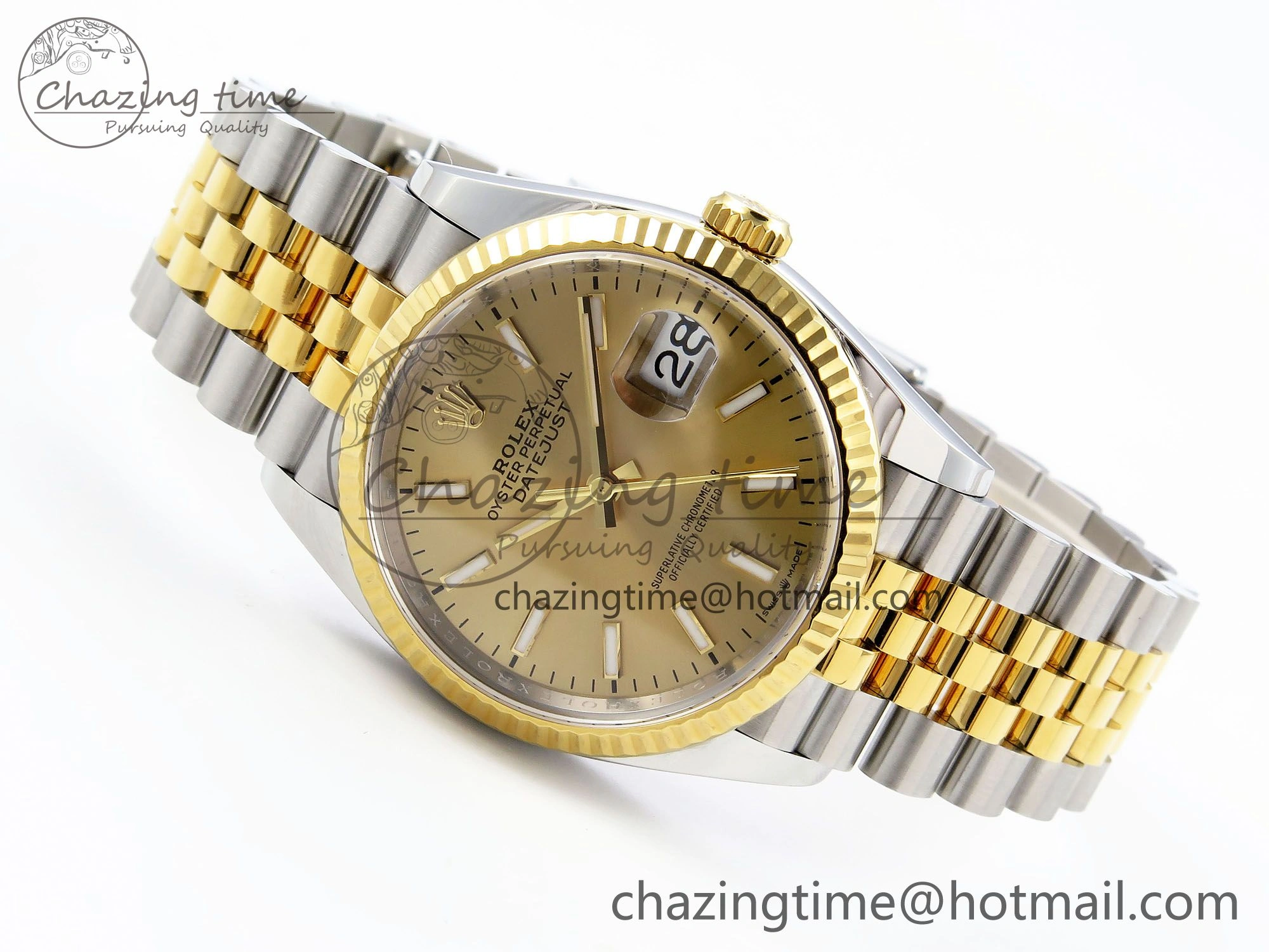 ModernLook DateJust 36 126233 Clean 1:1 Best Edition 904L Steel YG Stick Dial on SS YG Jubilee Bracelet VR 1501